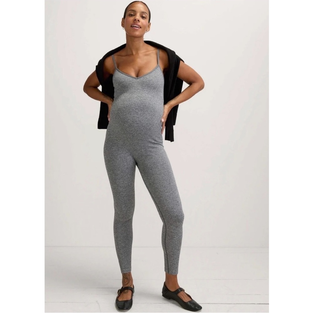 HATCH Maternity Grey Melange The Body Rib Unitard Size Medium